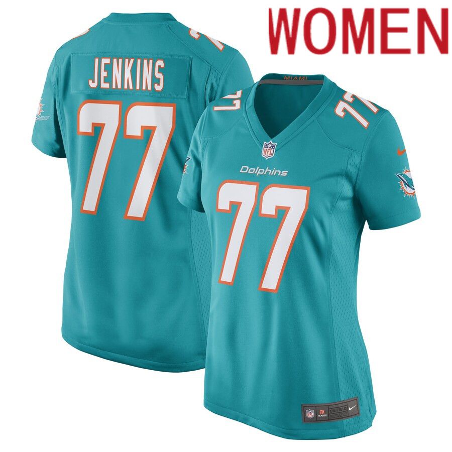 Women Miami Dolphins 77 John Jenkins Nike Aqua Game Player NFL Jersey